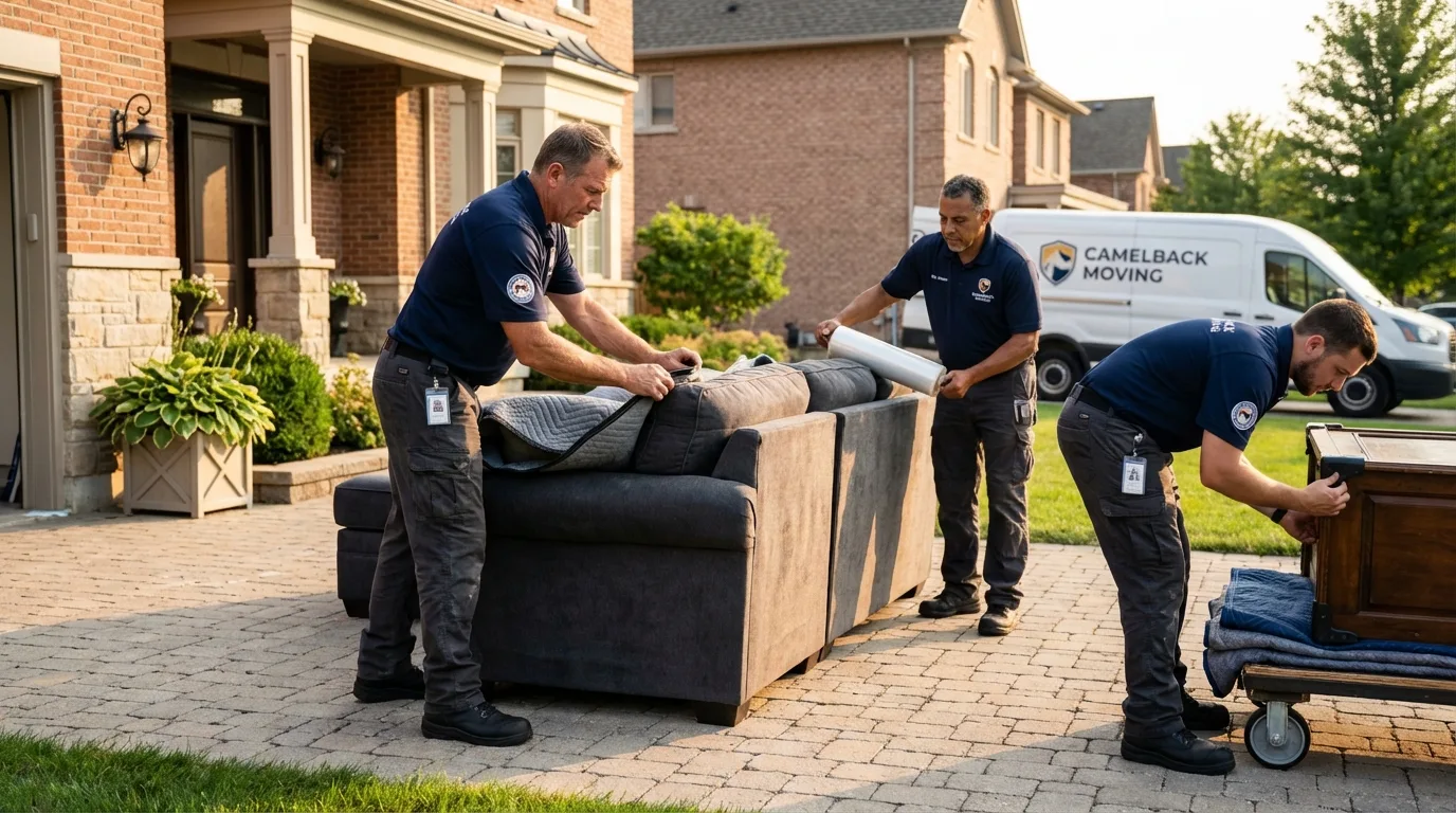 Large estate moving crew wrapping furniture in South Saint Paul, MN
