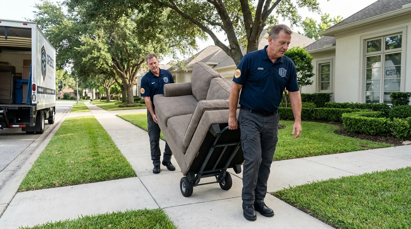 Local residential moving crew loading furniture in South Saint Paul, MN